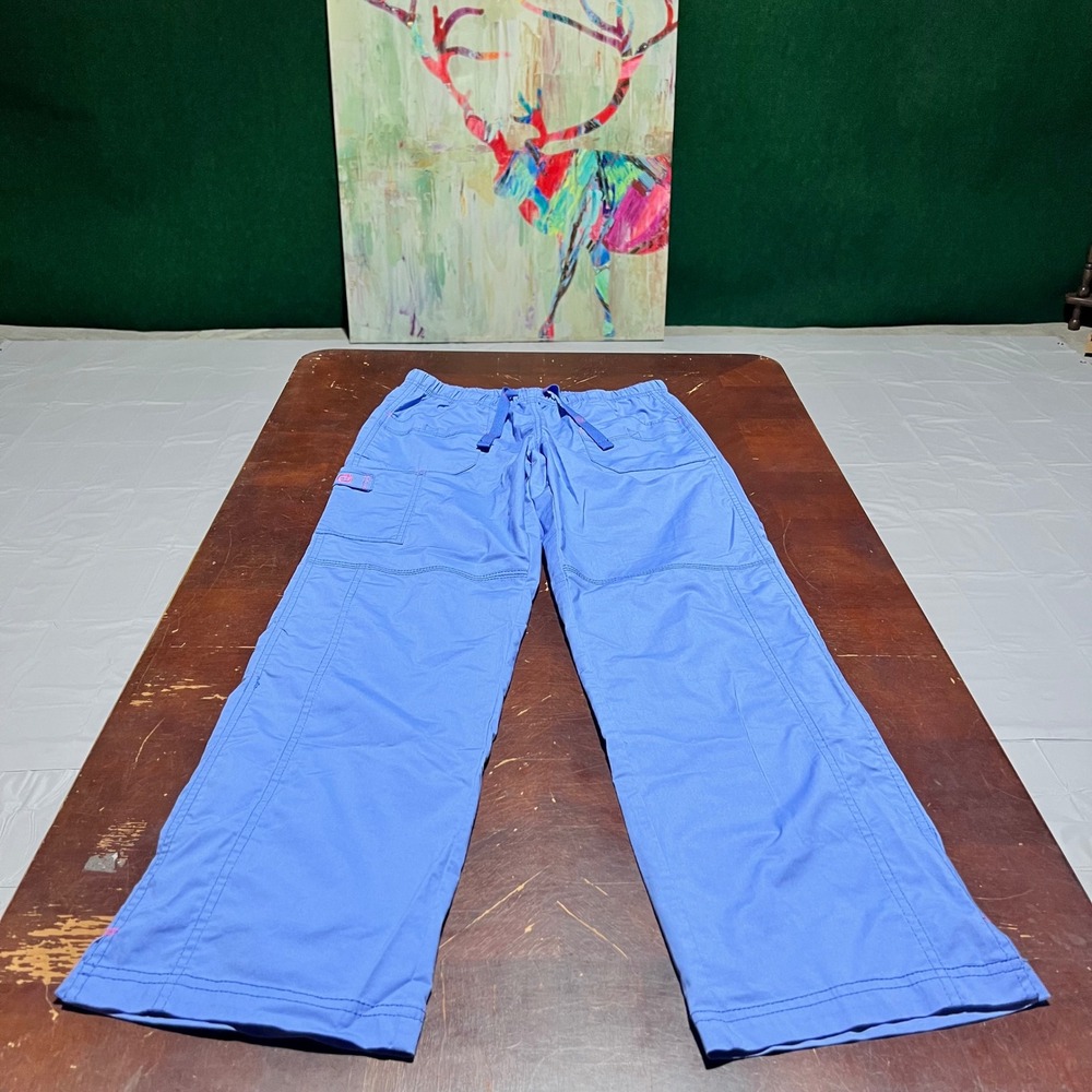 Koi Stretch Lindsey Scrub Pants Blue Cargo Drawstring Style 5108 Small S